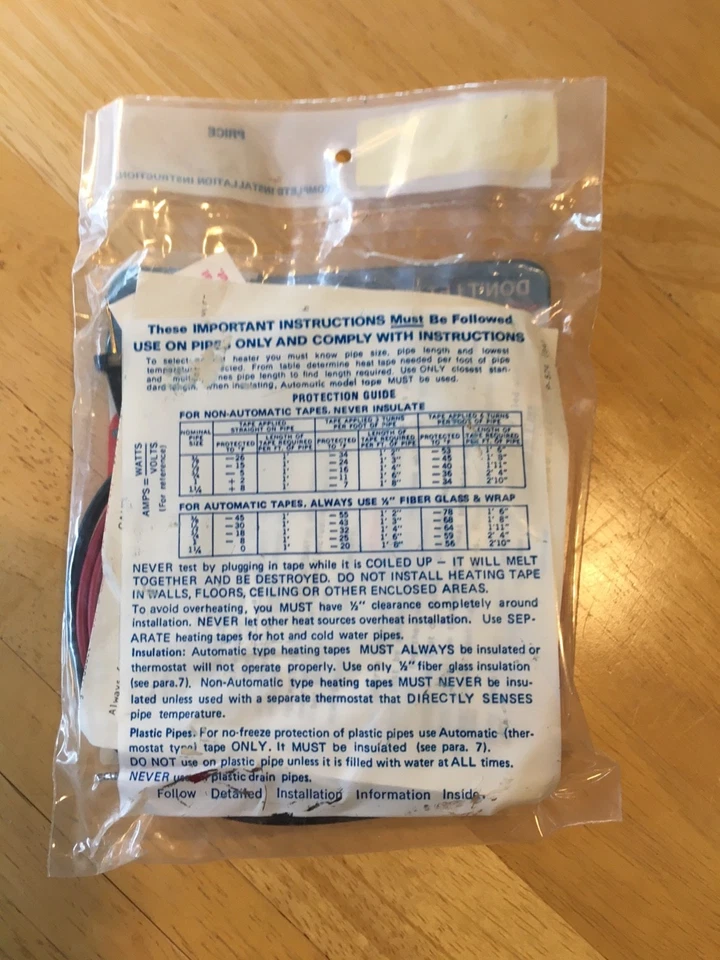Cinta calefactora electrónica cable tubo de calor evitar congelación 8 pies con termostato 120v Foto 2 de 3