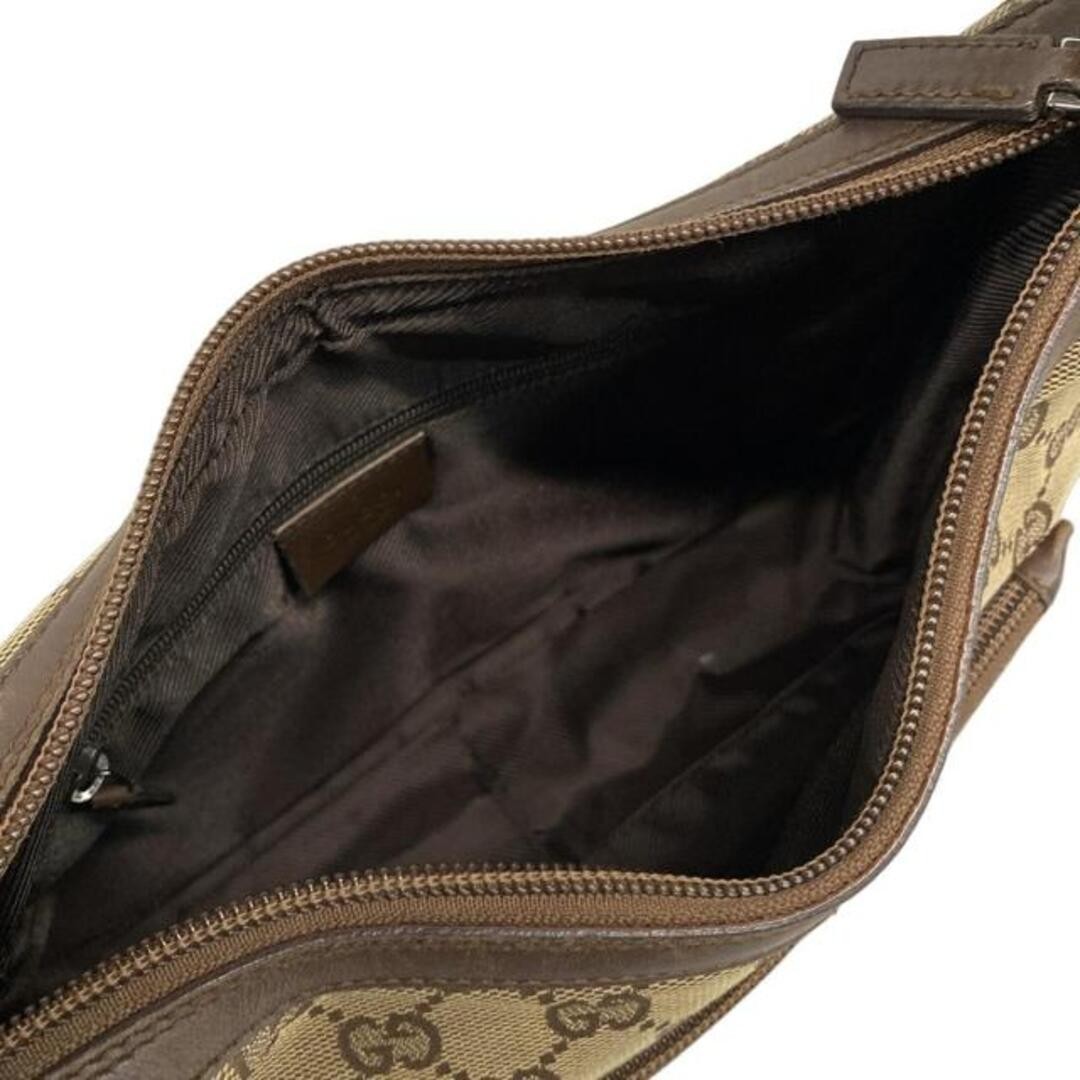 Gucci GG Shoulder Bag Beige Dark Brown Leather Used Authentic 14198 thumbnail 8
