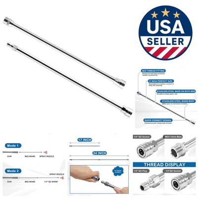 #ad #ad Dual Stainless Steel Pressure Washer Wand Extension Kit 17 Inch Quick Connect $41.29