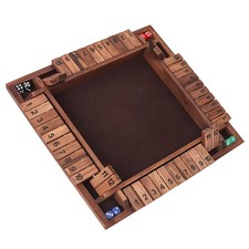 1-4 Player Wooden Shut The Box Board Game with 8 Dice. 4-Way 12 Numbers Shut ...