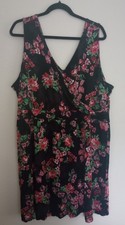 Maurices 24/7 Floral Sleeveless Faux Wrap Mini Dress Cruise Vacation Womens 3X