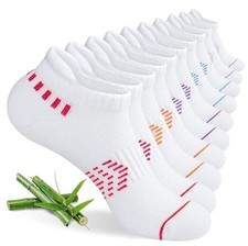 Ankle Socks for Women, Bamboo Viscose Cushioned Running 6-9 5 Pairs White