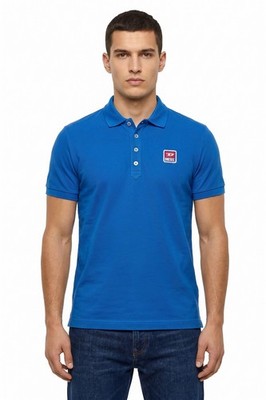 DIESEL Herren Poloshirt Blau Baumwolle Piquet Kurzarm T Kal Patch Shirt T Shirt Neu