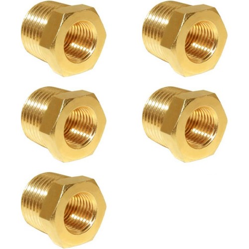 Brass Hex Bushing 1/2" NPT Male to 1/4" NPT Female Reducer Pipe Fitting 5 Pack