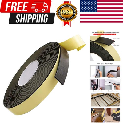 #ad High Density EVA Foam Weather Strip Tape 0.6In x 32.8Ft Waterproof Sealing Black $9.42