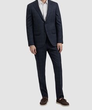 Boglioli Men's Blue Wool Tonal Plaid Slim 2-Piece Jacket  Pants Suit Size 48R