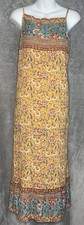 Urban Outfitters Medium Yellow Boho Floral Print Maxi Dress Sleeveless Straps