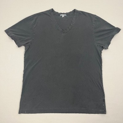 James Perse Mens Size 4 L / XL Washed Gray Cotton V-Neck Casual Preppy USA Made