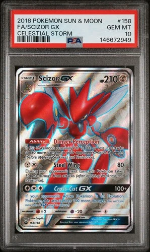 Pokemon Card PSA 10 Scizor GX 158/168 Celestial Storm
