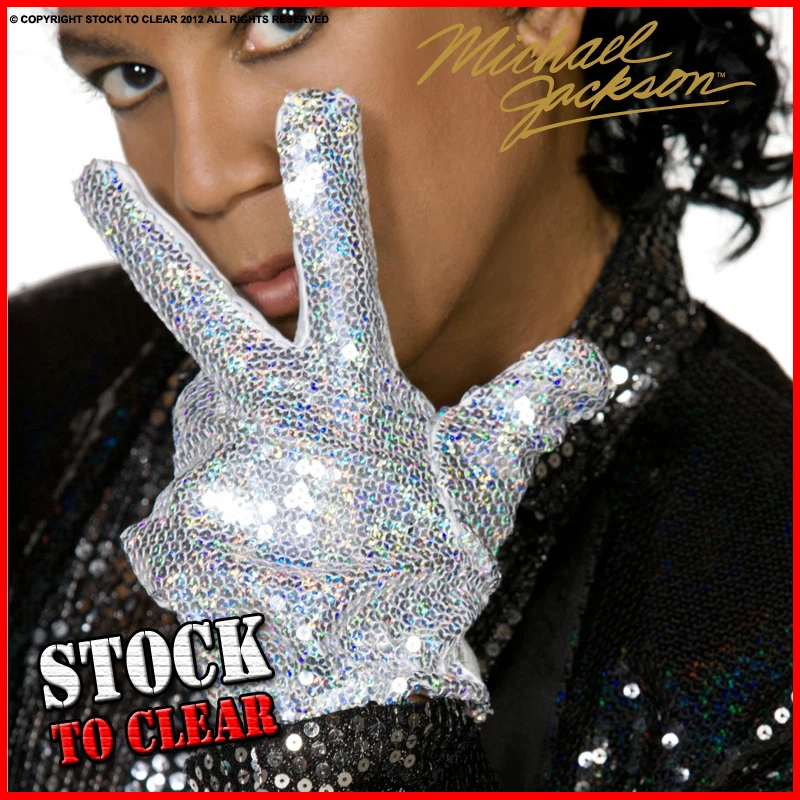 Set Costume Michael Jackson Deluxe – Cappello E Guanto Con Pailettes – Stile Gangster Anni '80