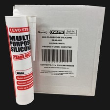 12 X Evo-Stik Multi Purpose Silicone | Mould Resistant Sealant | White / Clear