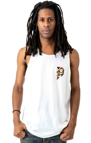 Primitive DIRTY P SUNFLOWER White Black Multi Graphic Regular Men's Tank Top - Picture 4 of 4