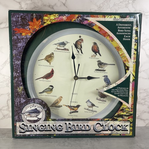 Vintage Singing Bird Clock Mark Feldstein 13 Inch Green Original 1997