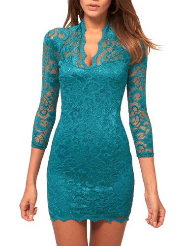 MINI ABITO VESTITO CORTO da DONNA Pizzo Aderente Sexy Sera Ballo Party  Natale | eBay
