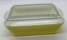 VTG Pyrex 503-B Yellow Refrigerator Dish Ribbed Lid 503- C 9.5" X 7" Casserole