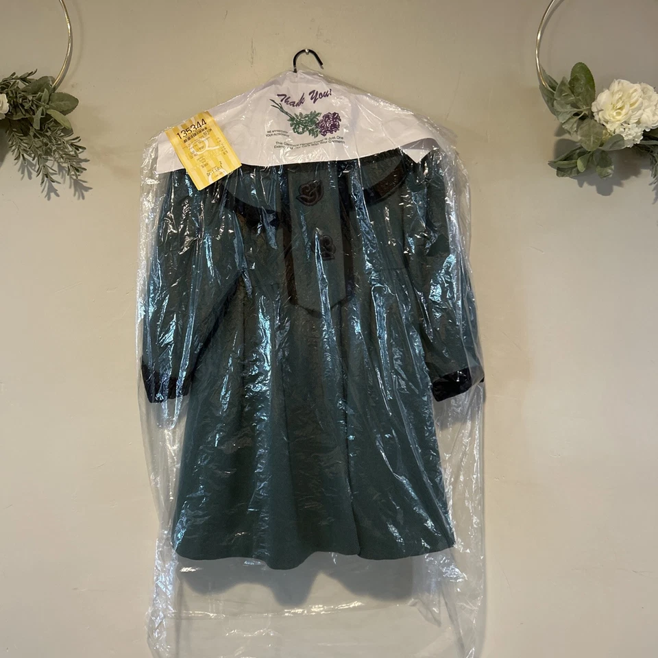 Abrigo de vestir Rothschild niñas 6 mezcla de lana verde con terciopelo bordado vintage Foto 4 de 4