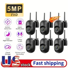 6PCS 5MP PTZ WIFI Security Camera Wireless Home Outdoor Smart 2-Way Audio