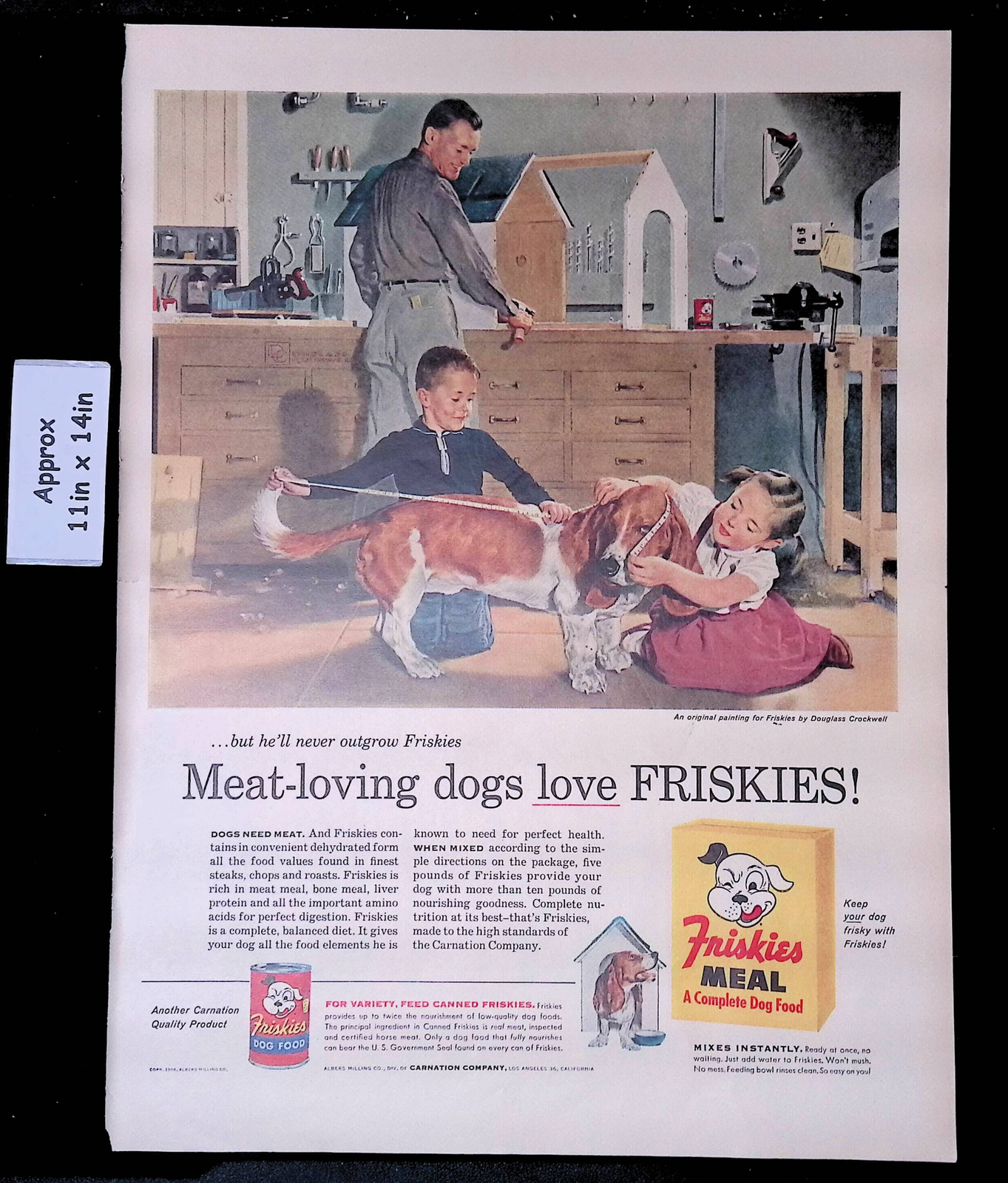 Kids Measure The Dog In Dad's Shop Print Ad 47751