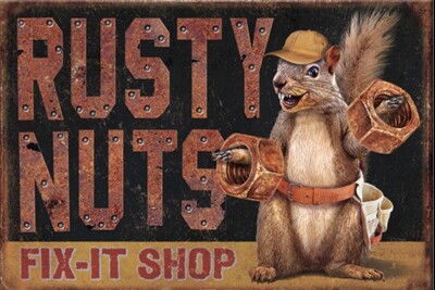 Rusty Nuts Fix-It Shop On a 2 x3  Metal Refrigerator Magnet