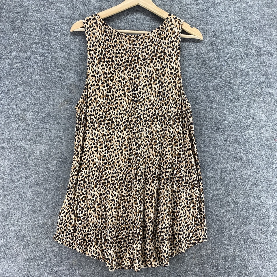 Blusa Pullover Old Navy Mujer L Alta Beige Estampado Animal Sin Mangas Correa Ancha Foto 2 de 4