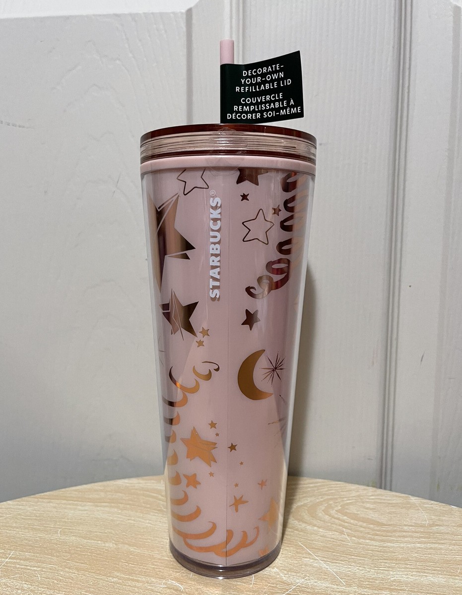 Starbucks Christmas Holiday 2023 Pink Moon & Stars Decorate Lid Venti Cold  Cup