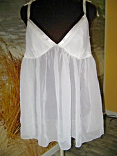 Vintage Victoria's Secret White Babydoll Bridal Nightie Sheer Ribbon Gold Label
