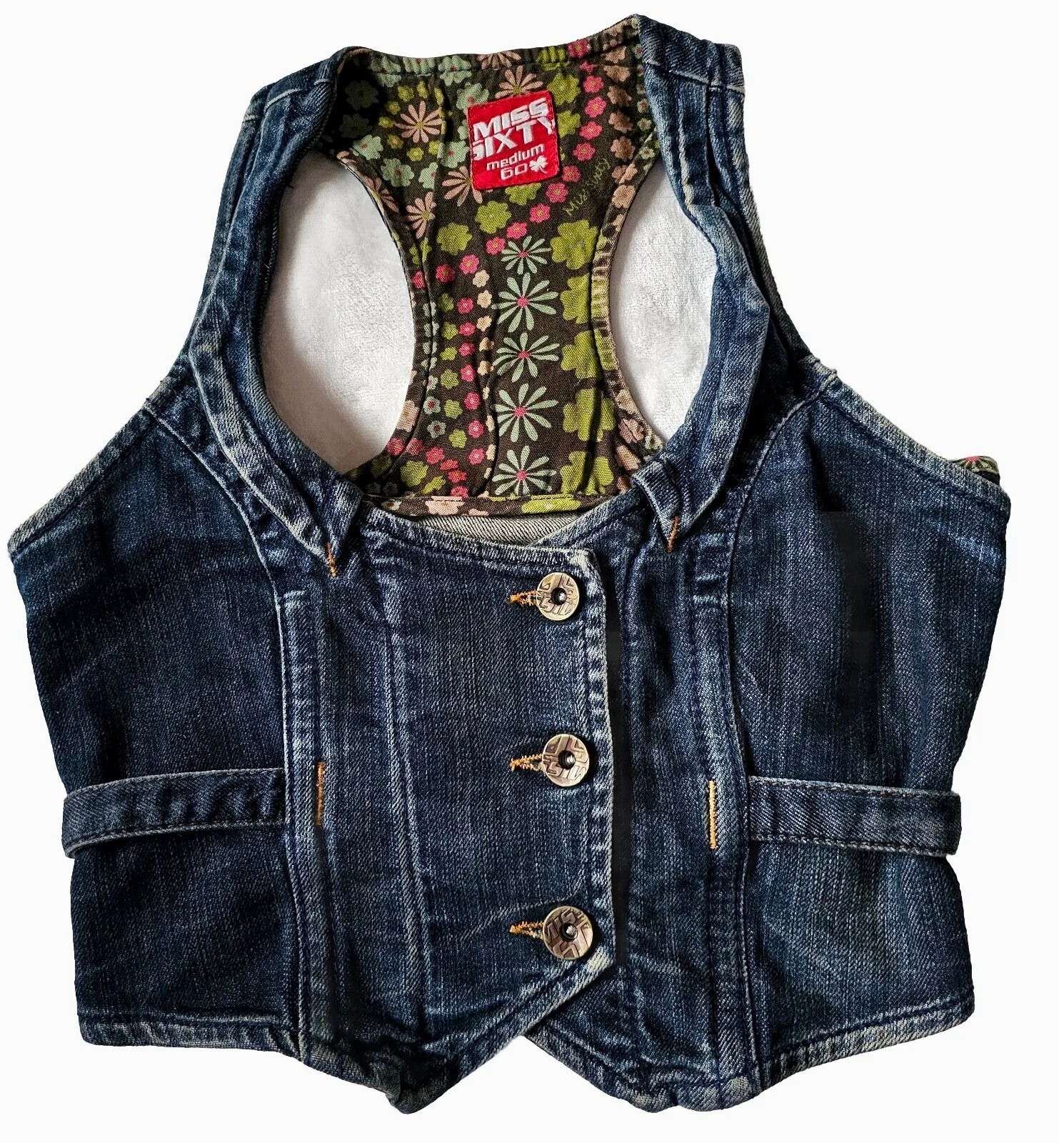 RARE Vintage Original Miss Sixty Denim Cropped Waistcoat