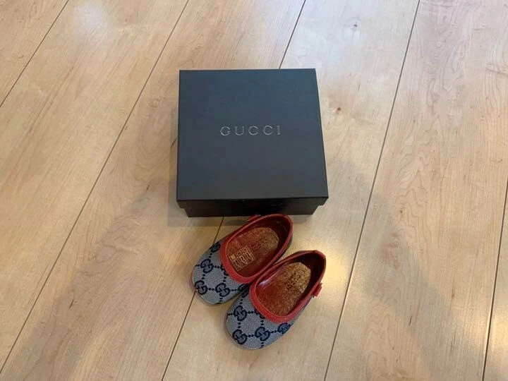 GUCCI Zapatos de Bebé Planos GG Monograma Longitud 12 cm Lona Cuero Italia Foto 2 de 4