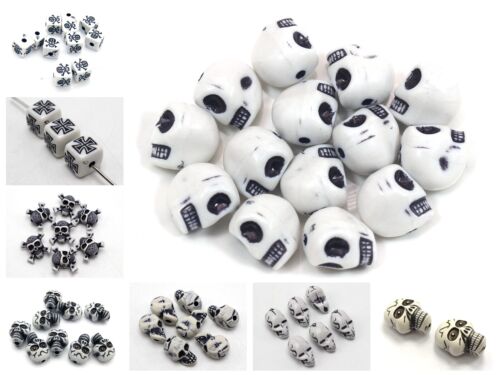 Craft DIY White Large Halloween Gothic Skull Bones Acrylic Beads Various Shape - Picture 1 of 12