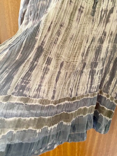 NEERU KUMAR Dress Medium Grey Cotton Silk Blend Shibori Tie Dye Tunic Kaftan - Picture 8 of 14
