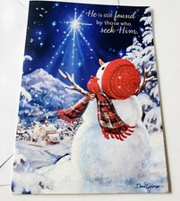Christmas Card DaySpring Dona Gelsinger Snowman With Cardinal He Is Still Found 