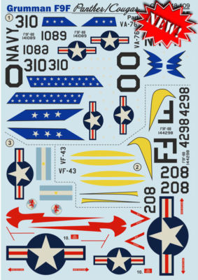 Print Scale 48-109 Decal for Airplane Grumman F9f Panther Part-2 Aircraft 1/48
