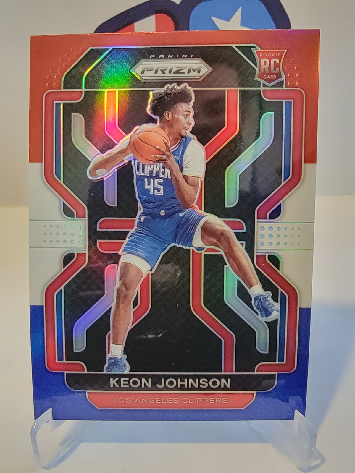 2021-22 Panini Prizm Keon Johnson Red White Blue Prizm RC #326 Rookie Clippers
