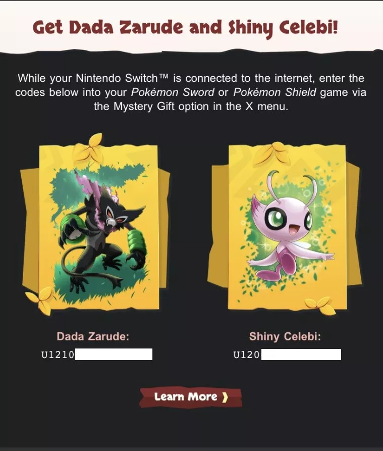 Get zarude and shiny celebi right now! on pokémon sword and shield