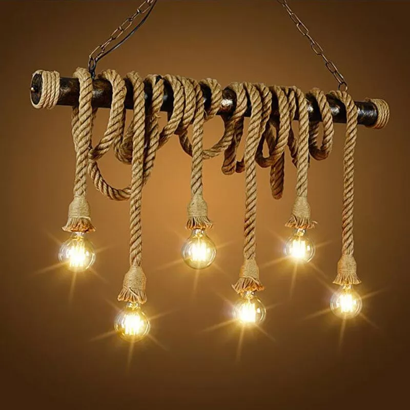 Hemp rope pendant light deals