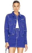 Off-white C/o Virgil Abloh Jeffrey Indigo Jean Jacket White Stitch Womens - 40