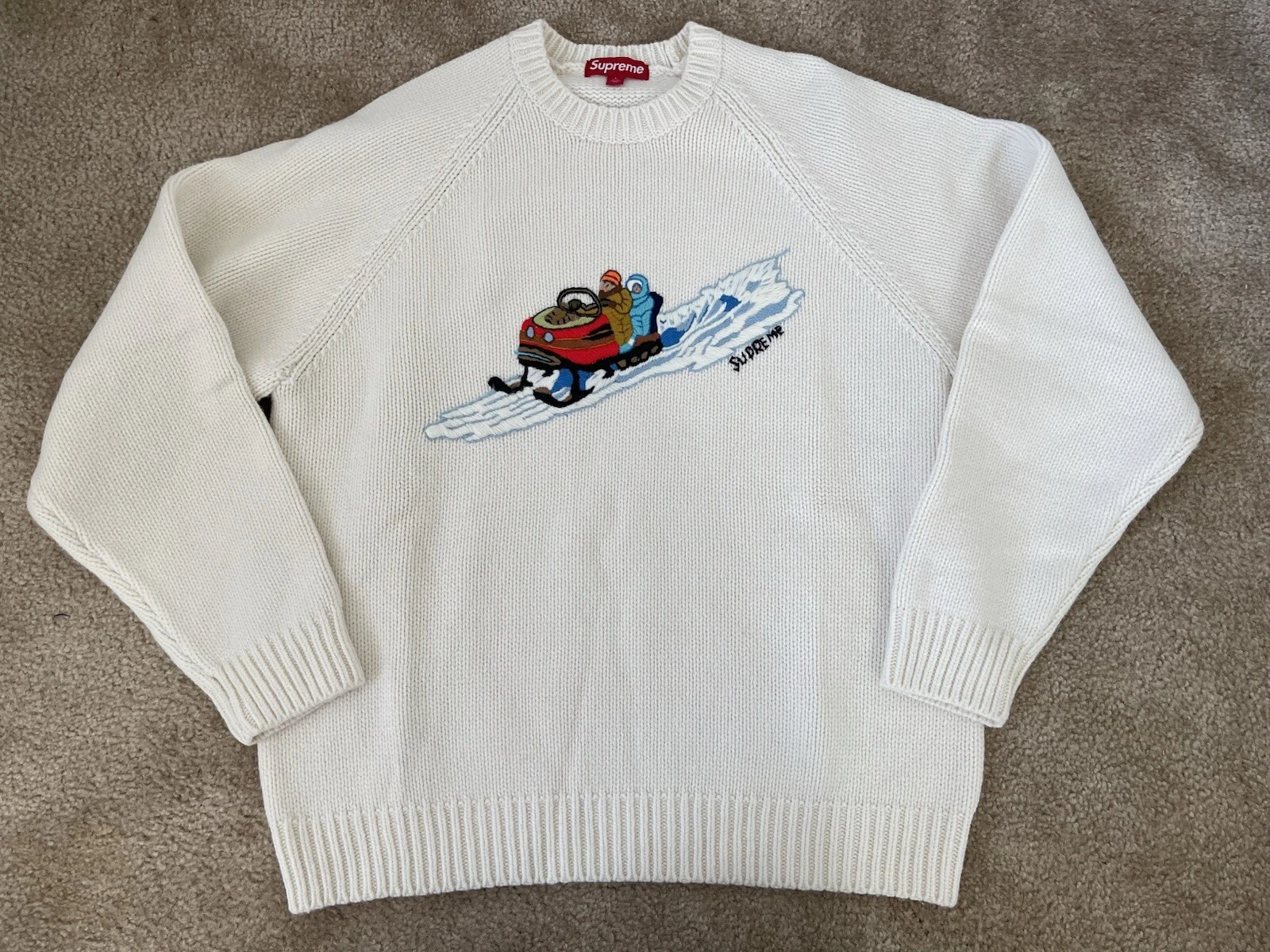 Pull blanc motoneige Supreme taille L