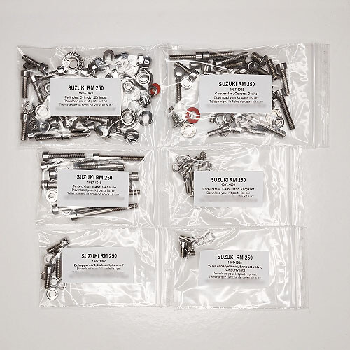 Kit vis RM250 Suzuki 1987-1988 pour éliminer la rouille des carters moteur