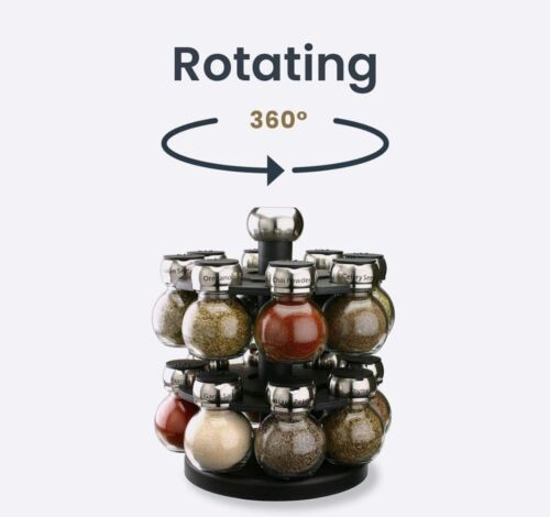 Olde Thompson Since 1944 Orbit Rotating Rack, 16 Refillable Spice Jars W/O SPICE - Picture 2 of 4