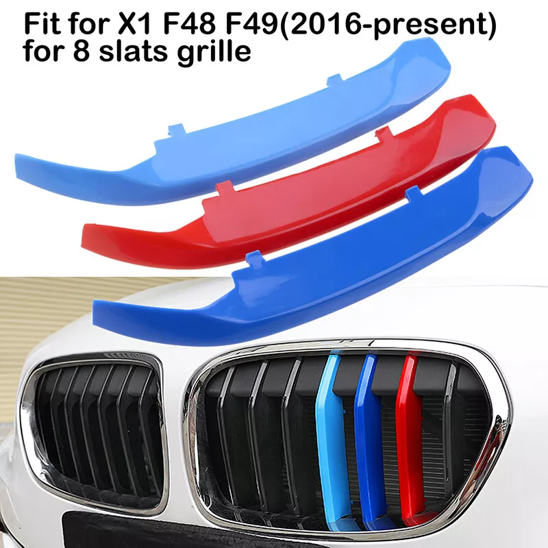 3x Front Grille Cover Strips Clip Trim For BMW X1 F48 F49 Accessories  2016-2019