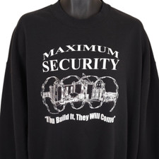 Vintage Maximum Security Prison Sweatshirt Mens Size 3XL Black Made In USA
