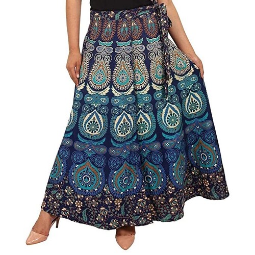 Boho Cotton Wrap Skirt For Women - Indian Mandala Print, One Size Fits Most, Hippie Style - View #10