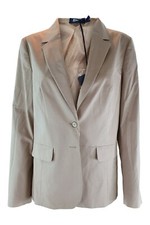 Jil Sander Navy Women's Cotton Blend Tan Blazer Jacket (de 40 | Uk 14 Approx)