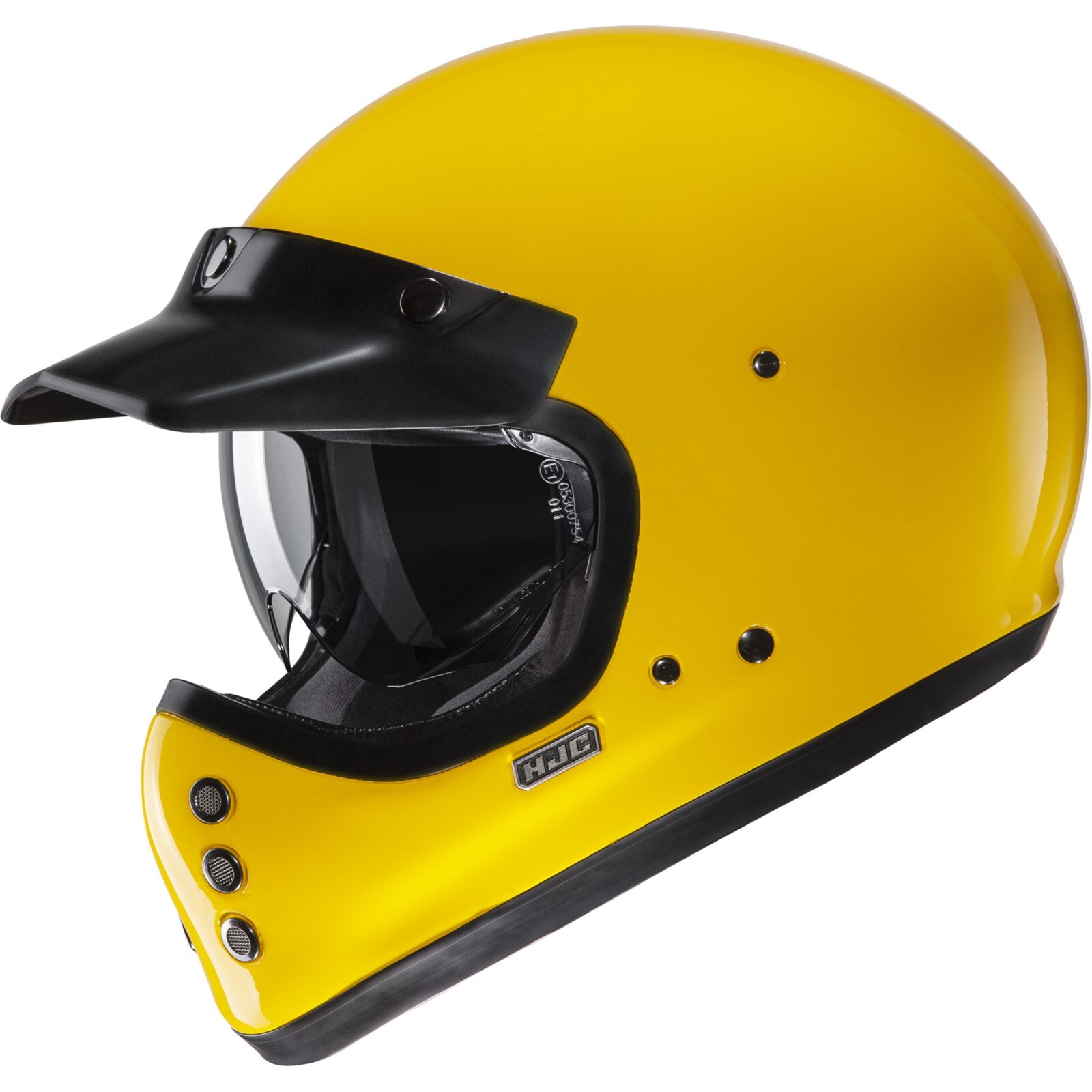 HJC V60 Solid Retro Motorcycle Helmet Size S Vintage 80s Yellow Gloss