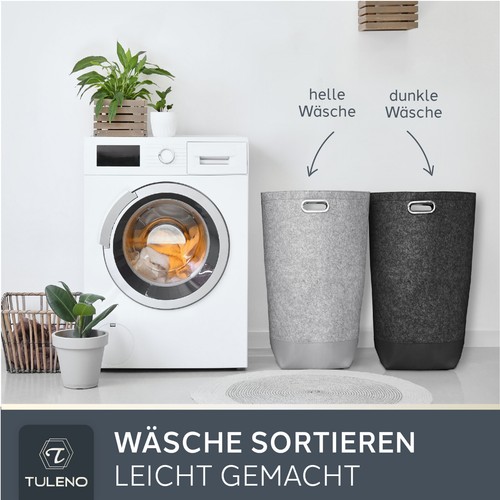 TULENO - XL Wäschesammler aus Filz Stoff - Wäschesack & Wäschekorb mit Griff - Bild 7 von 20