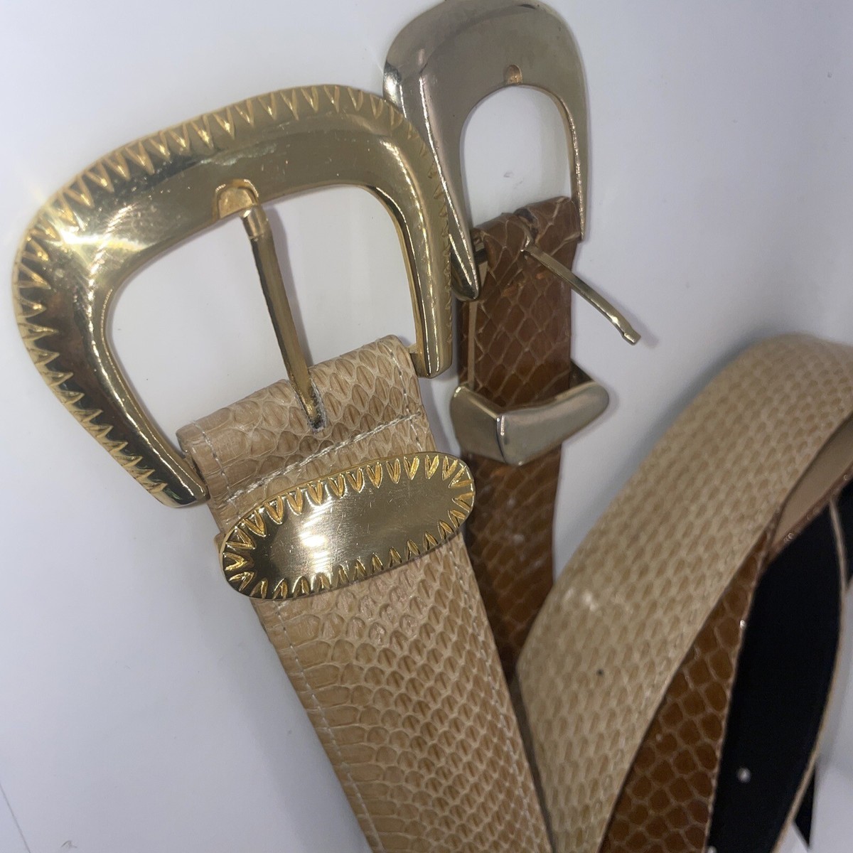Ellen Tracy vintage Orange leather snakeskin Belt with Silver Buckle size L Vintage Ellen Tracy Brown Faux Leather Snake Print Belt - Etsy main image 4