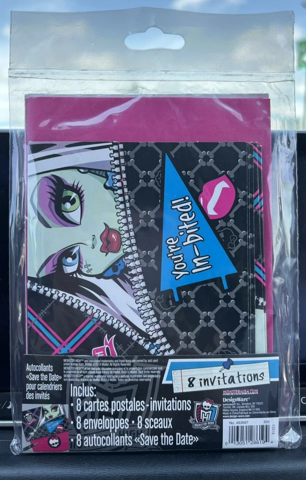 Monster High Birthday Party Invitations You’re In-bited 8 Total Invitations - Image 2 of 2