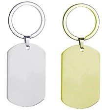 10PCS Blank Rectangle Tag Keychain Stainless Steel Charm DIY Jewelry Making Key