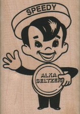 Speedy/Large 2 x 2 3/4" Rubber Stamp, Waving Boy Stamp