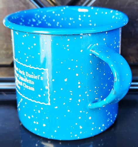 Taza Jack Daniels Tennessee azul barro esmalte moteado con receta (usada en excelente estado) - Imagen 3 de 5